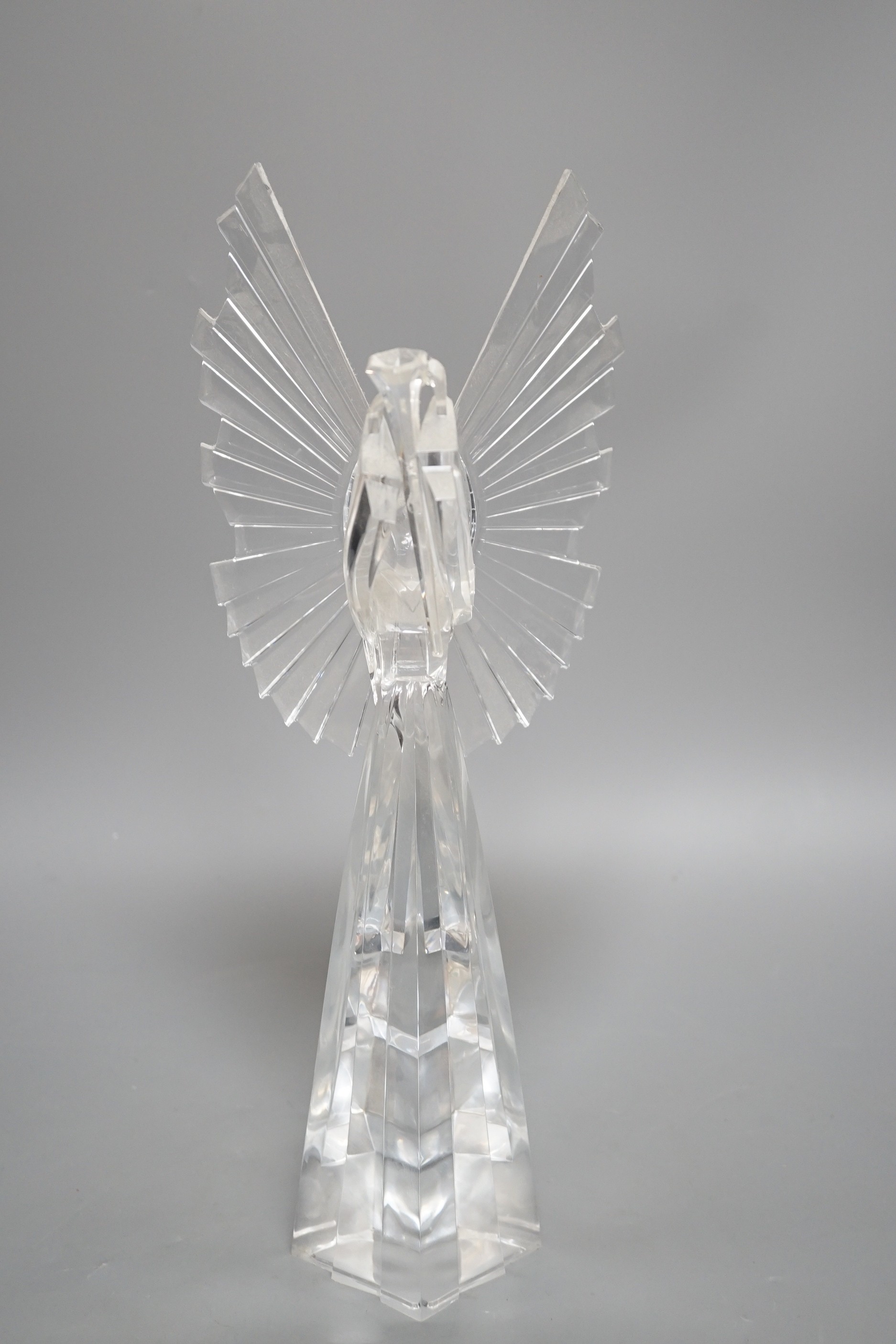 A set of six clear resin trumpeting arch-angels. 40cm tall.